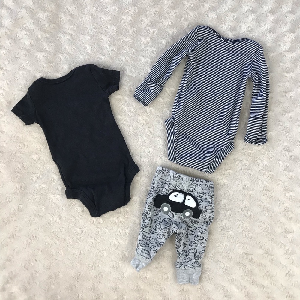 Carter’s Preemie Baby Boy Bundle Car Sleeper Black - Picture 5 of 7